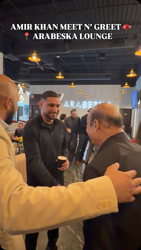 Amir Khan meeting guests at Arabeska Lounge