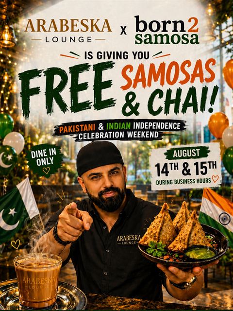Arabeska Lounge × Born2Samosa Independence Day poster